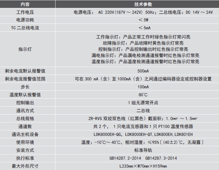 LDT9104EH組合式<a href=http://www.xyfsgy.cn/dianqihuozai/ target=_blank class=infotextkey>電氣火災監控</a>探測器參數