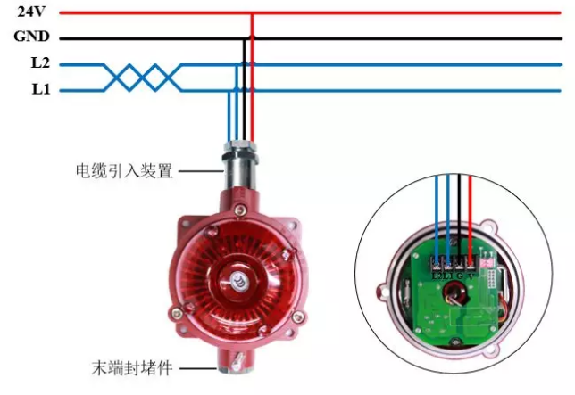 青鳥消防JBF4374-Ex防爆火災聲光警報器（隔爆型）接線圖